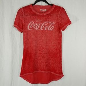 Coca-Cola red burnout high-low tshirt size S